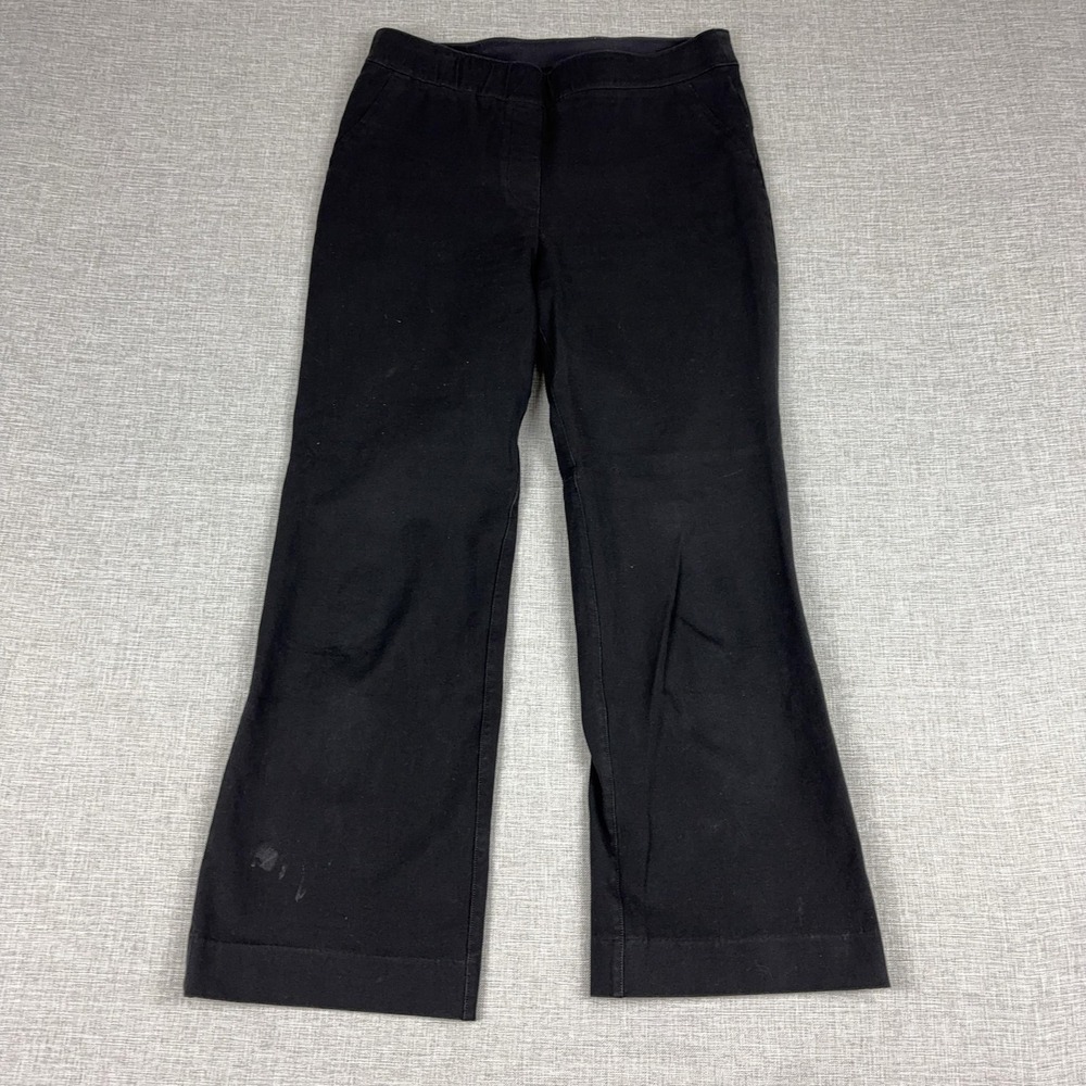Spanx Pants Womens M Black Cropped‎ Twill Pull On Elastic Waist Stretch Pockets